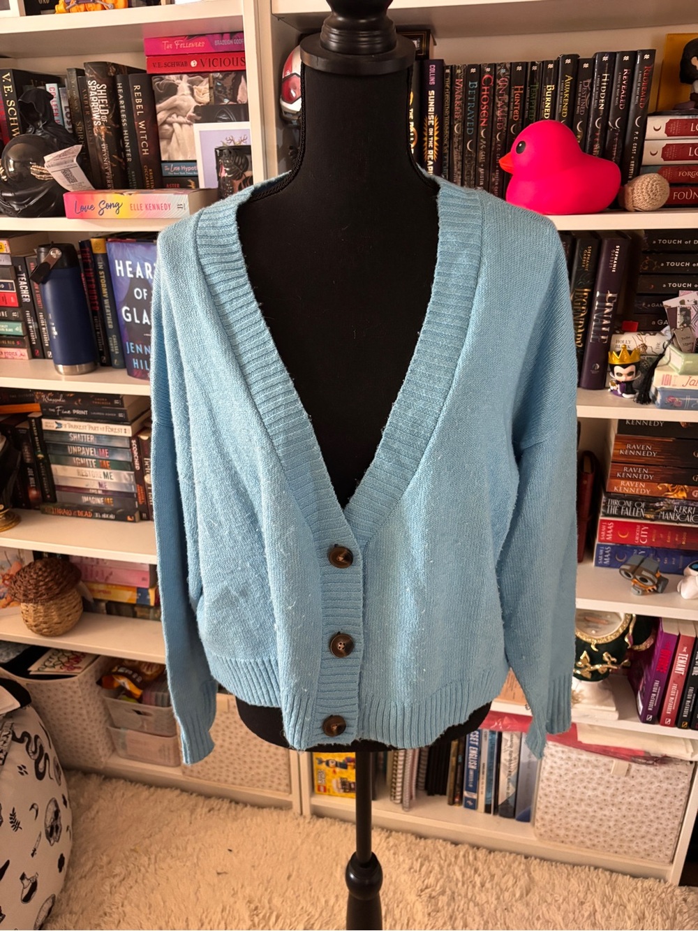 wild fable Light Blue V-Neck Button Cardigan Sweater